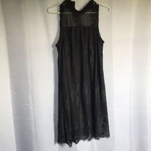 Gray Lace High Neck Dress